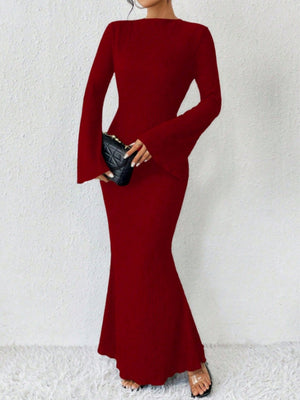 Hip-hugging Long Sleeve Slim-fit Maxi Dresses