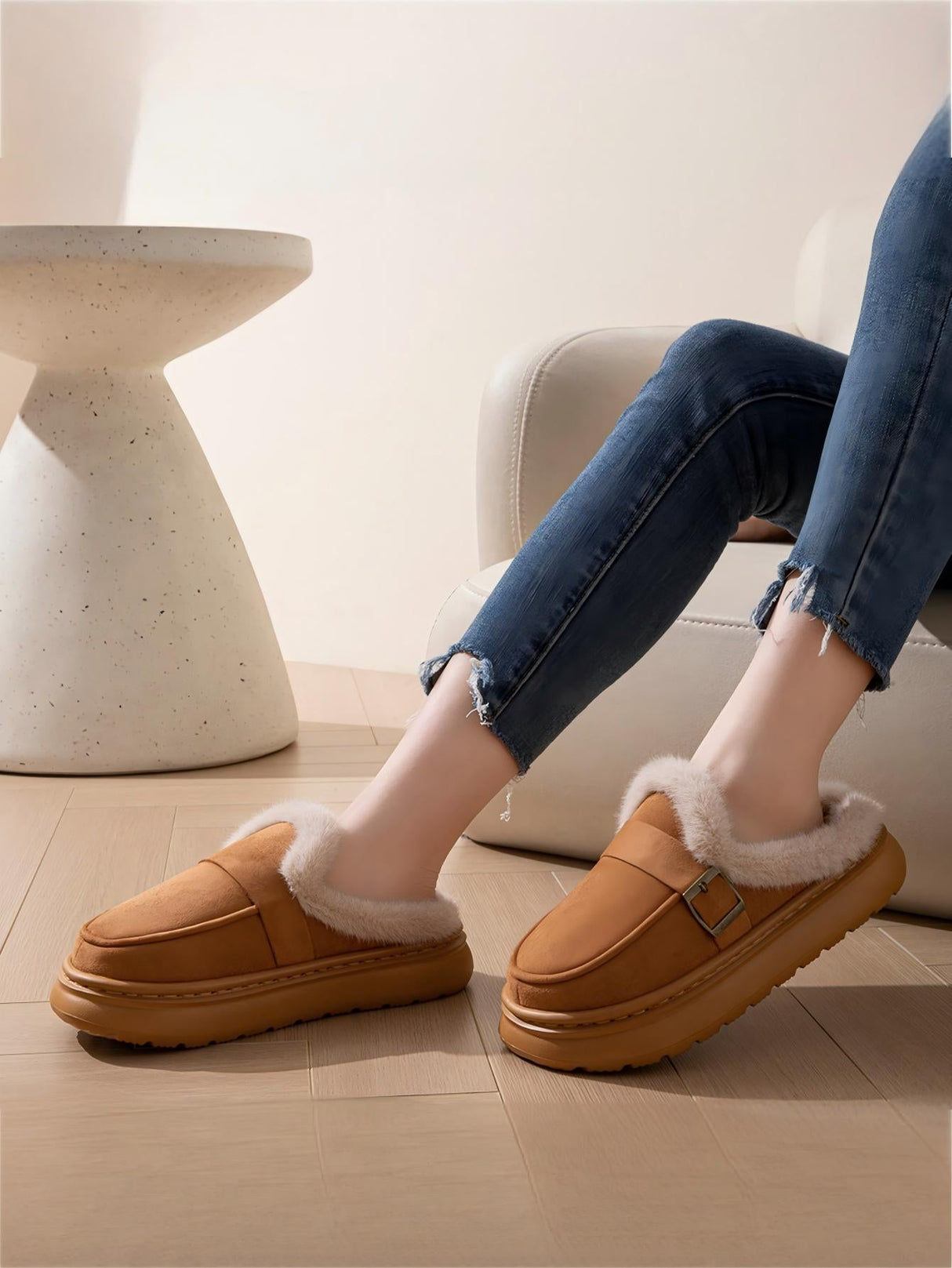 Solid Color Thick-soled Slippers