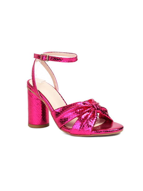 Brightly Colored Embossed High-heeled Sandals