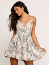 V-Neck Sequins Mini&Short Dresses