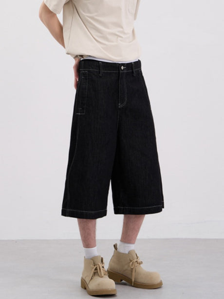 Washed Denim 7 Points Shorts