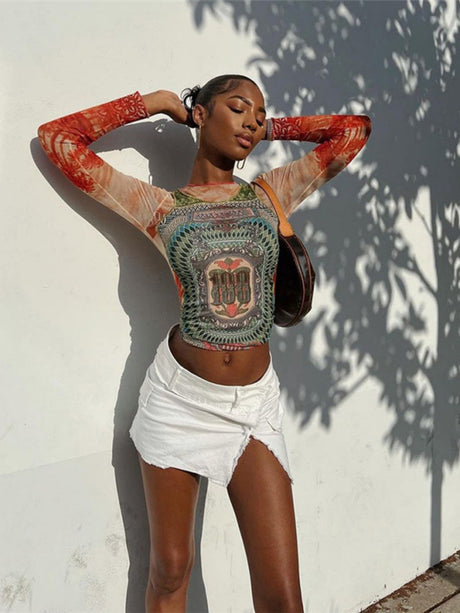 Liber Summer Women's Chain link Color matching T-shirts