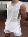 Loose-fit Perspective Hollow Out Tank Tops