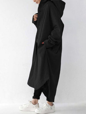 Hooded Single-breasted Loose Mid-length Trench Coats