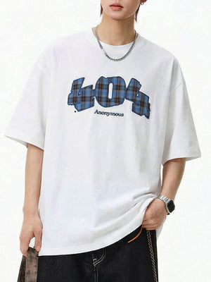 Number Plaid Printed Loose-fit T-shirts