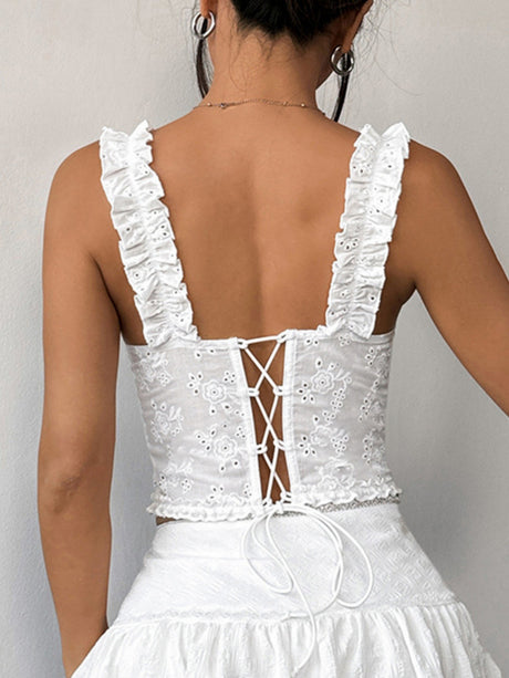 Trim Fishbone Bra Sweet Off-shoulder Style Tank Tops&Camis