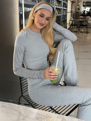 Long-sleeved Tops Tight Trousers High Waist Leisure Workplace Two-piece Suit