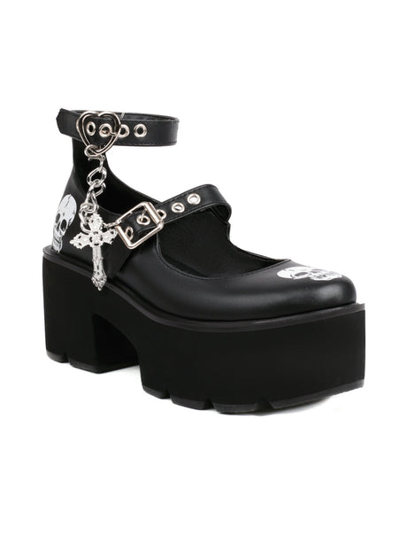 Cross Skull Shoes Punk Dark Gothic Platform Mary Jane Shoes