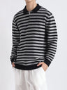 Old-Money Polo-Collar Striped Notch-Collar Knit Top,Gifts for Men