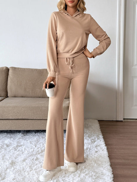 Hoodies Khaki knitted two-piece trousers