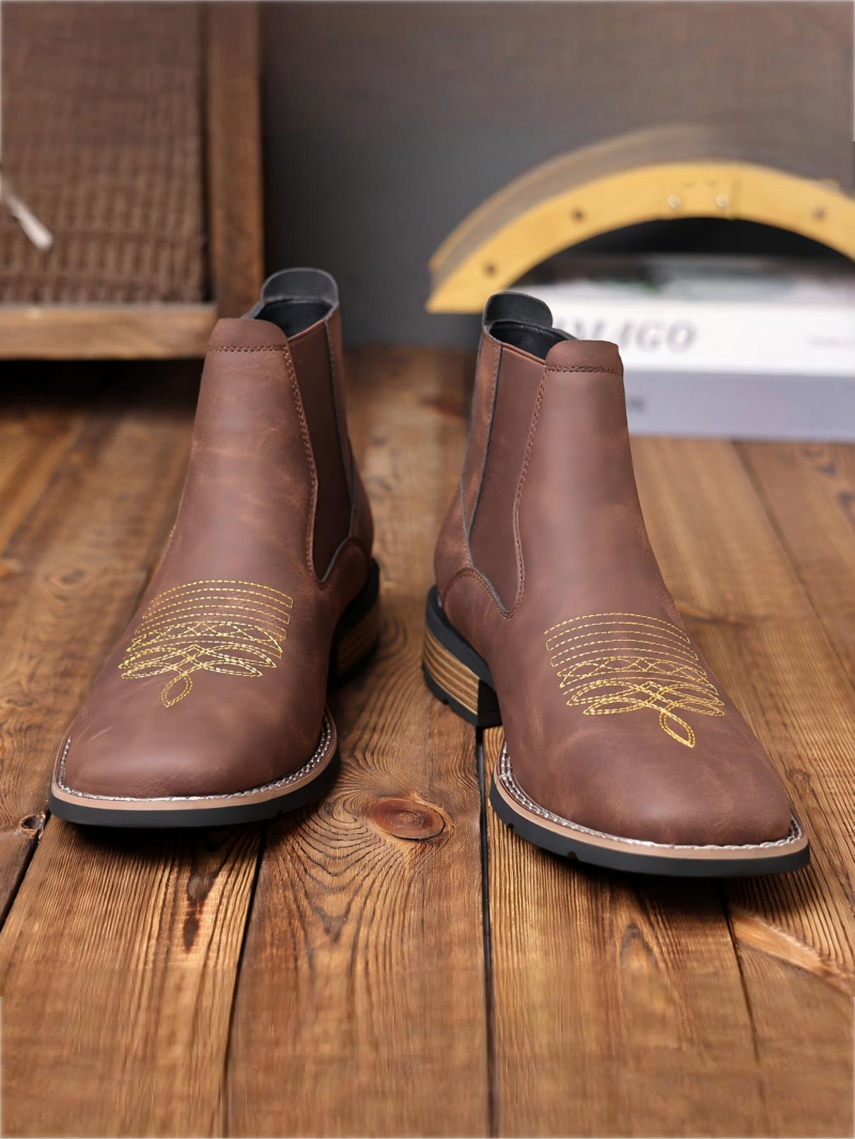 Western Embroidered Chelsea Boots
