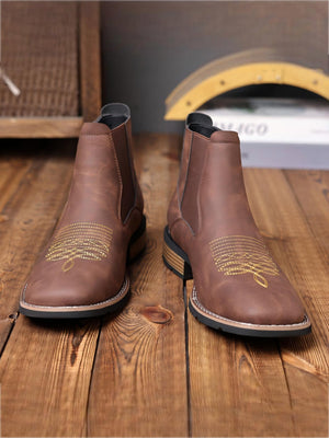 Western Embroidered Chelsea Boots
