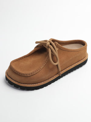 "Wilderness" Series Lace-up Platform Platform Birkenstock Kangaroo Slippers Genuine Leather Retro Casual Men's And Women's Slippers