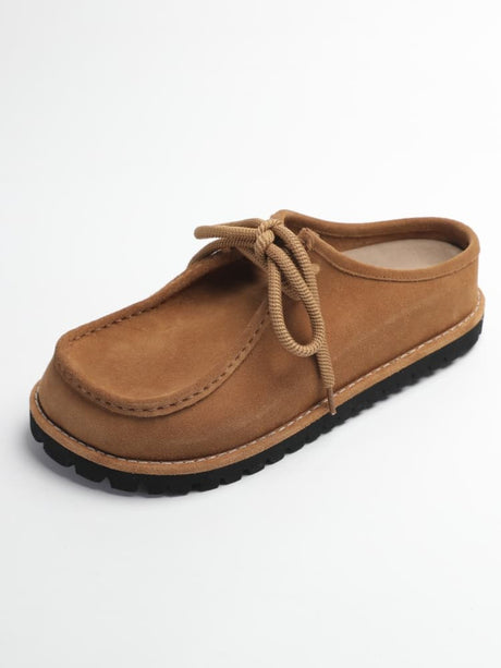 "Wilderness" Series Lace-up Platform Platform Birkenstock Kangaroo Slippers Genuine Leather Retro Casual Men's And Women's Slippers