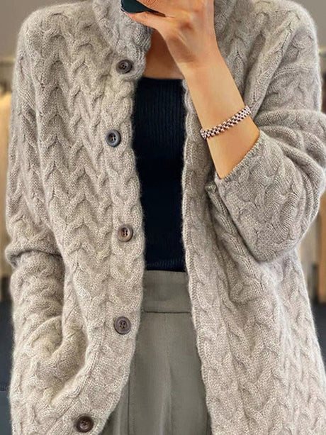 Buttons Jacquard Twist Cardigans