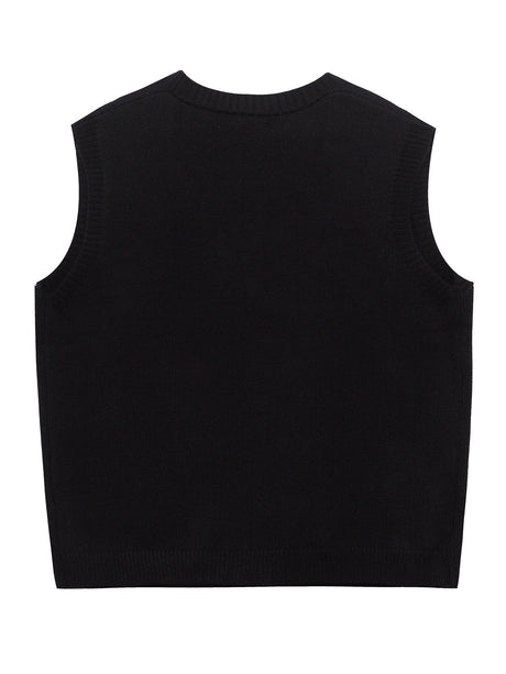Halloween Fun Little Pumpkin Embroidery V-neck Sweater Vest