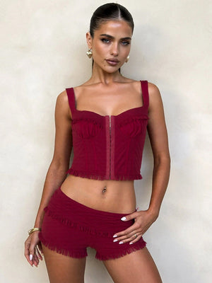 Liber Summer Women's Gauze Solid Color 2-piece Sets