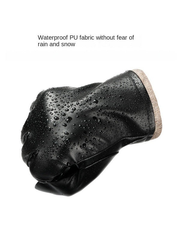 Gants en cuir PU imperméables et coupe-vent