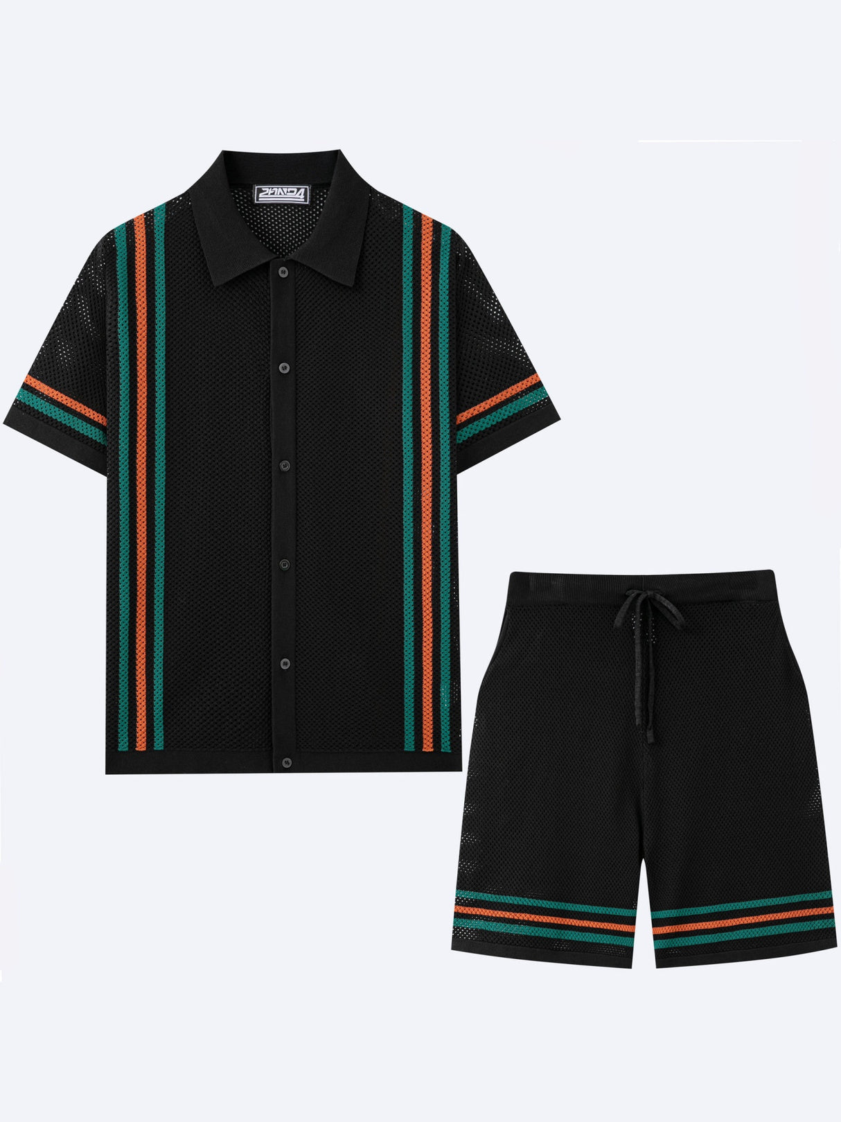 Black Hollow Knitting Mesh Set 2-piece Sets