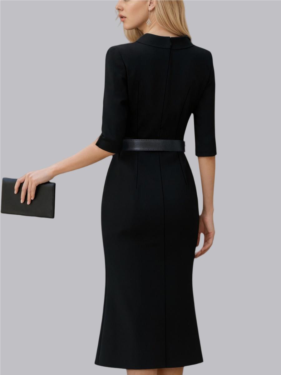 Grace Mid-rise Commuting Waist Profession Mid-length Sleeves Midi Dresses