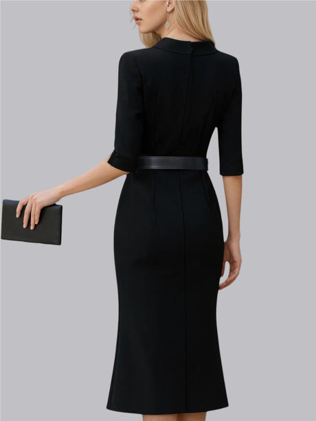 Grace Mid-rise Commuting Waist Profession Mid-length Sleeves Midi Dresses