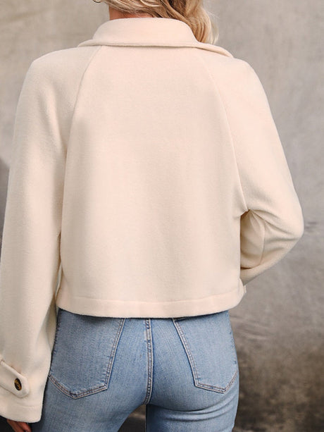 Lapel Buttons Short apricot fleece coat