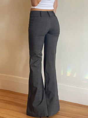 Pleated Low-rise Slightly Flared Hips Pants