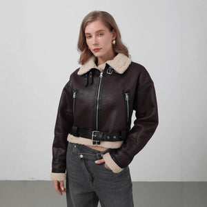 Leather Panelled Fur Pocket Jacket