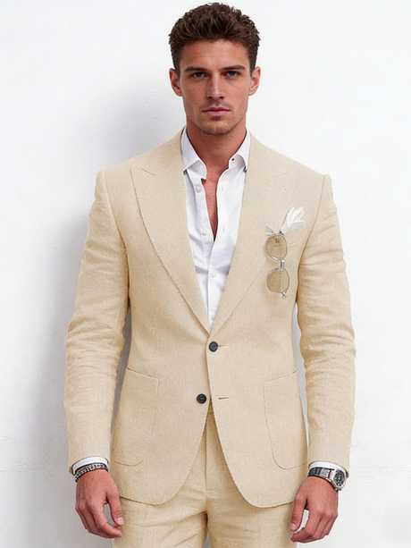 Flax Solid Color Suit Set 2-piece Sets