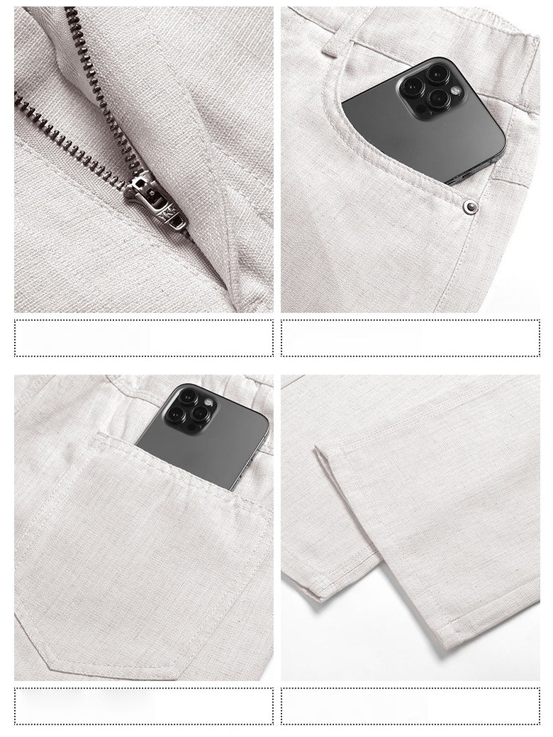 Leinen-Drapier-Anzughose