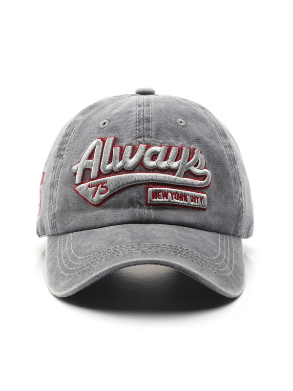 Washed Distressed Letter Embroidery Baseball Caps