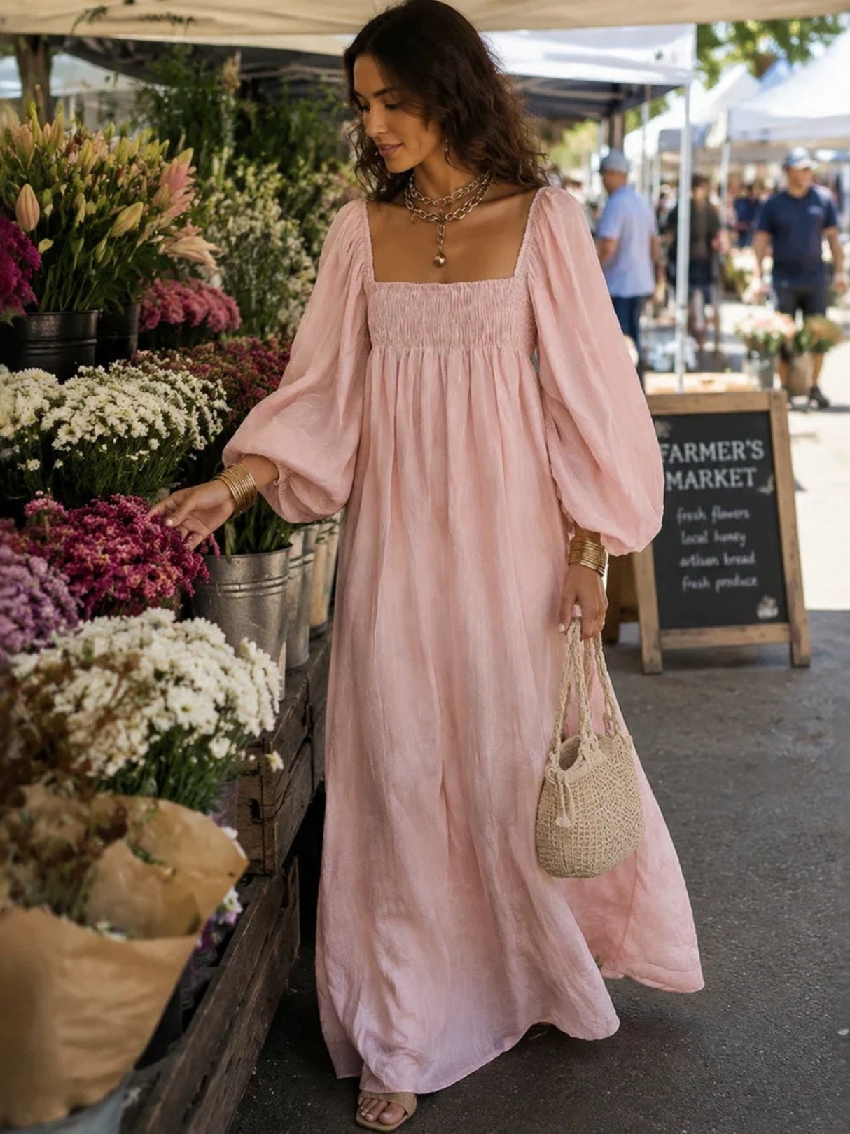 Elegant Long-sleeved Resort-style Loose Dress