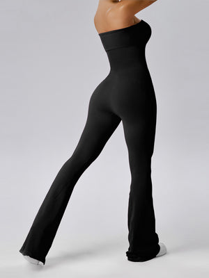 Seamless Thread Strapless Flared Pants Exercise Yoga Fitness Jumpsuits&Bodysuits