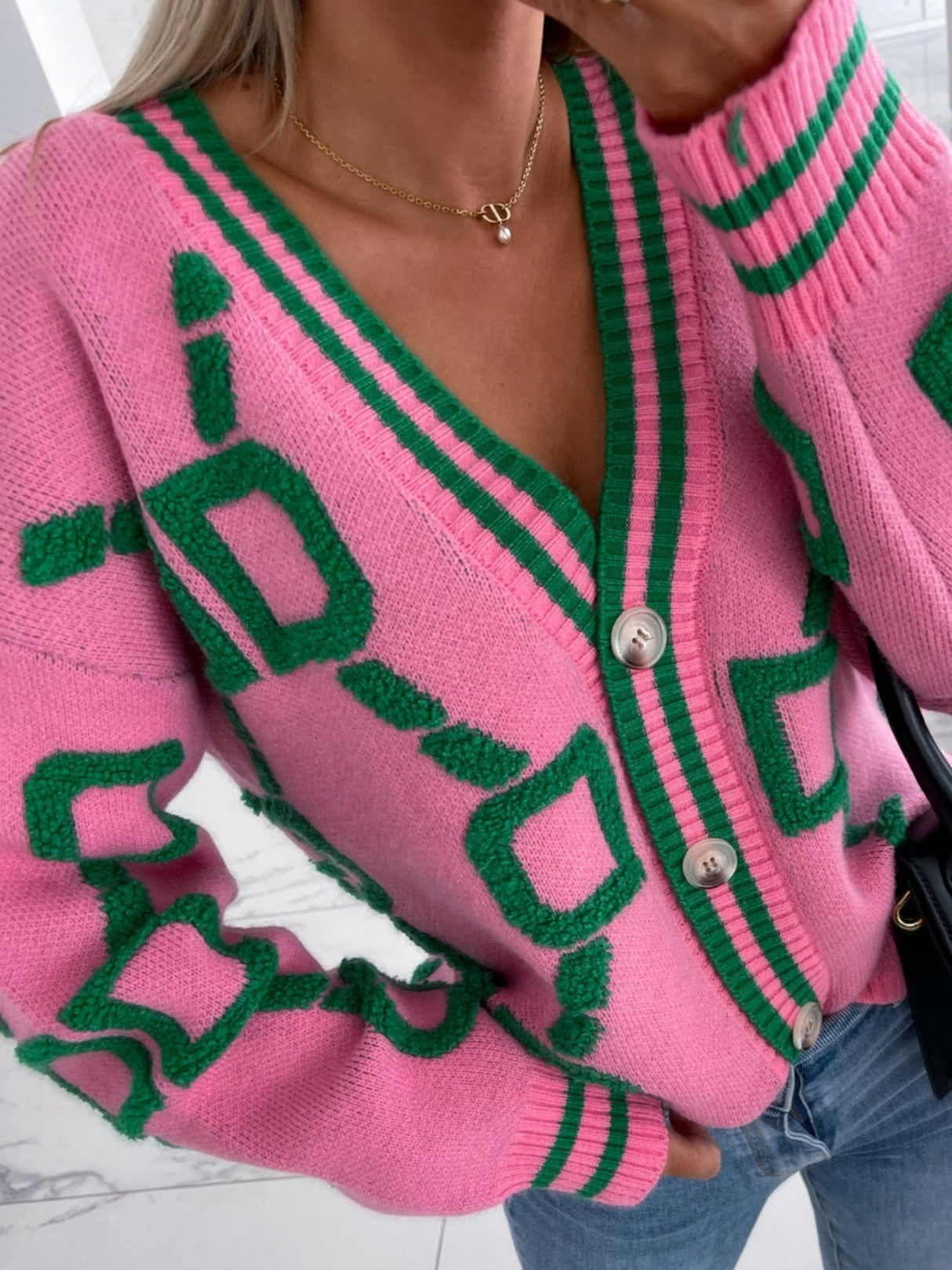 Liber 3D Pattern Color Blocking Cardigans