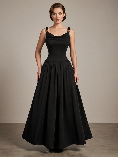 Black Metallic Embellished Spaghetti Strap Maxi Dress