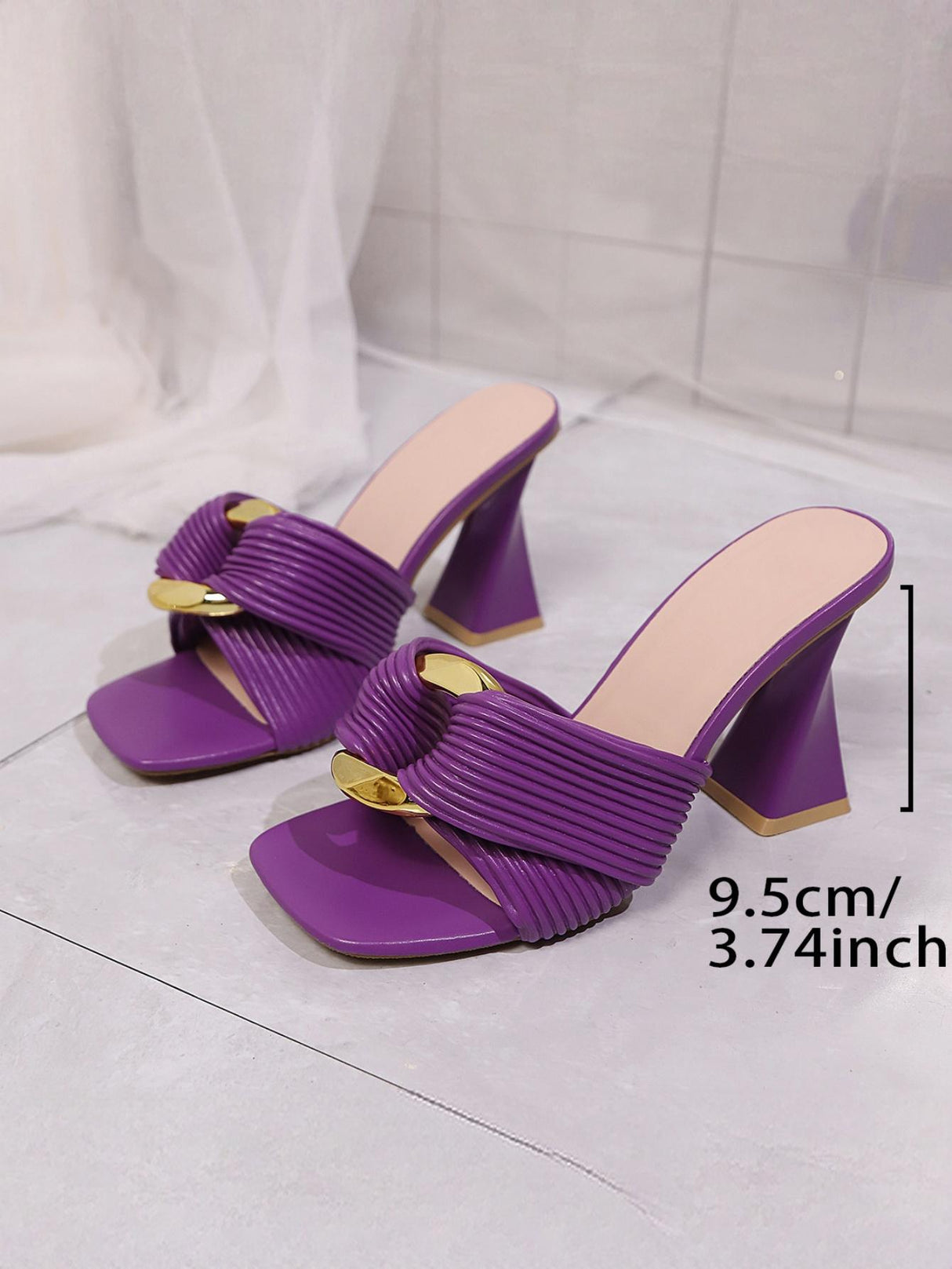 Striped Metal Buckle Twisted Irregular High-heeled Sandals