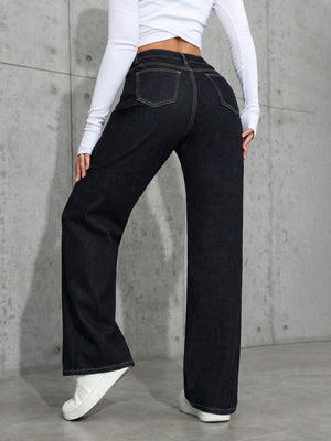 American Casual Super Cool Loose Straight Leg Mid-rise Jeans
