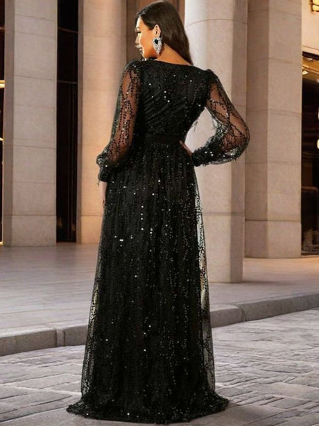 Mesh Sequined Maxi Dress