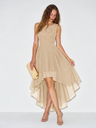 Lace Stitching Irregular Hem Waist Maxi Dresses