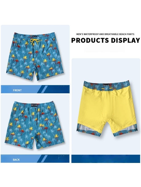 Printed Stretch Loose-fit Quick-drying Beach Shorts