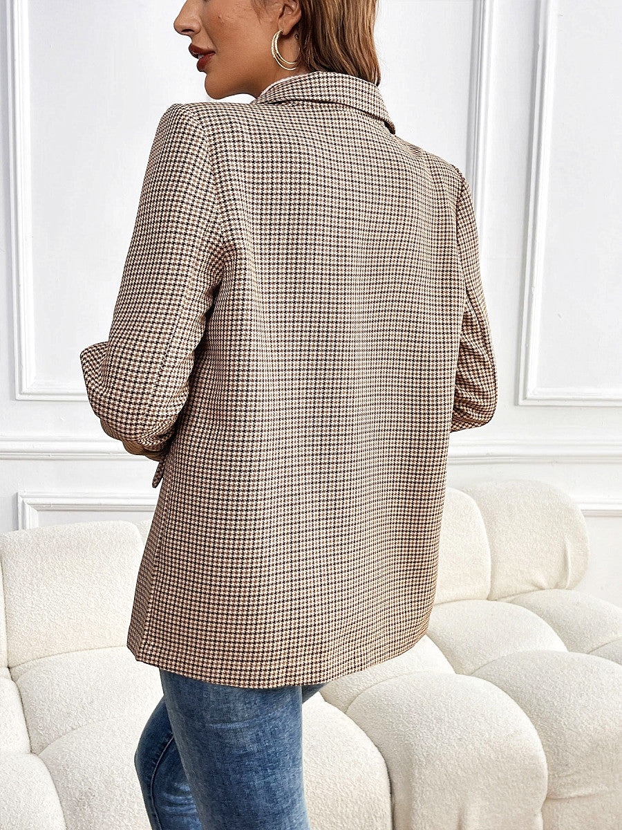 Slim Fit Buttons Plaid Suit Jacket