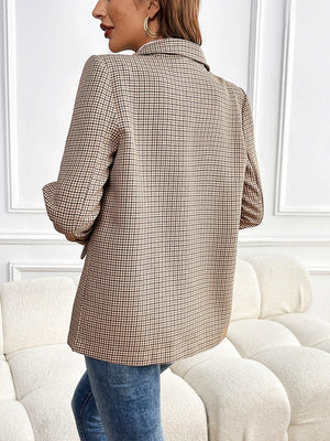 Slim Fit Buttons Plaid Suit Jacket