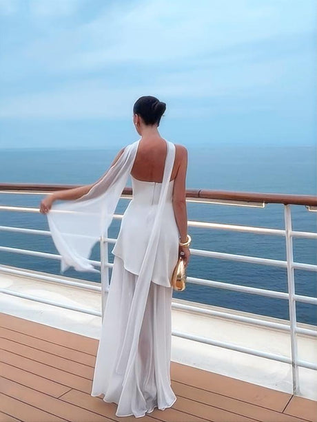 Tube Top Irregular Mesh Splicing Slits Long Skirt Wear A Scarf