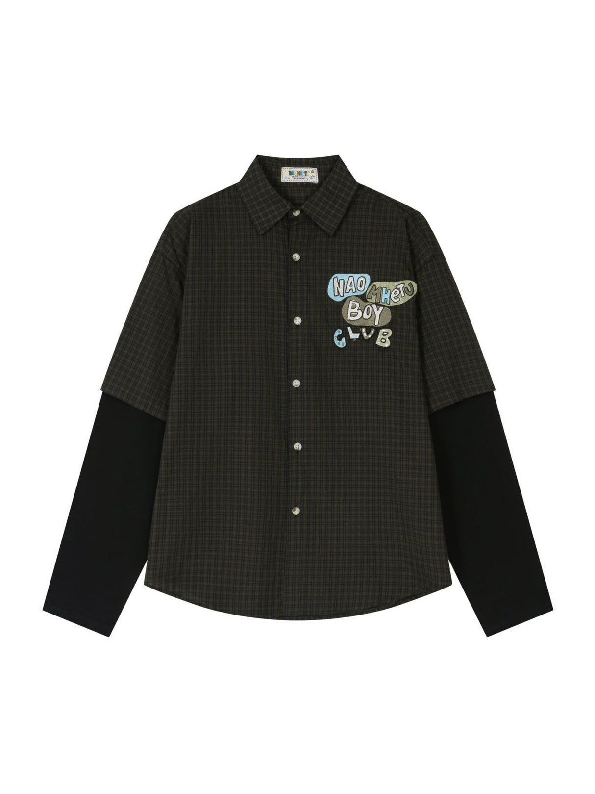 Liber Autumn Neutral wear Fake two pieces Plaid Shirts