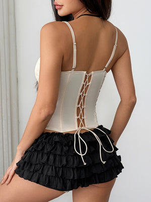 Bow Lace Fishbone Bra Tank Tops&Camis