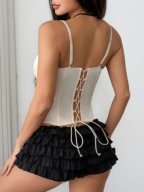 Bow Lace Fishbone Bra Tank Tops&Camis