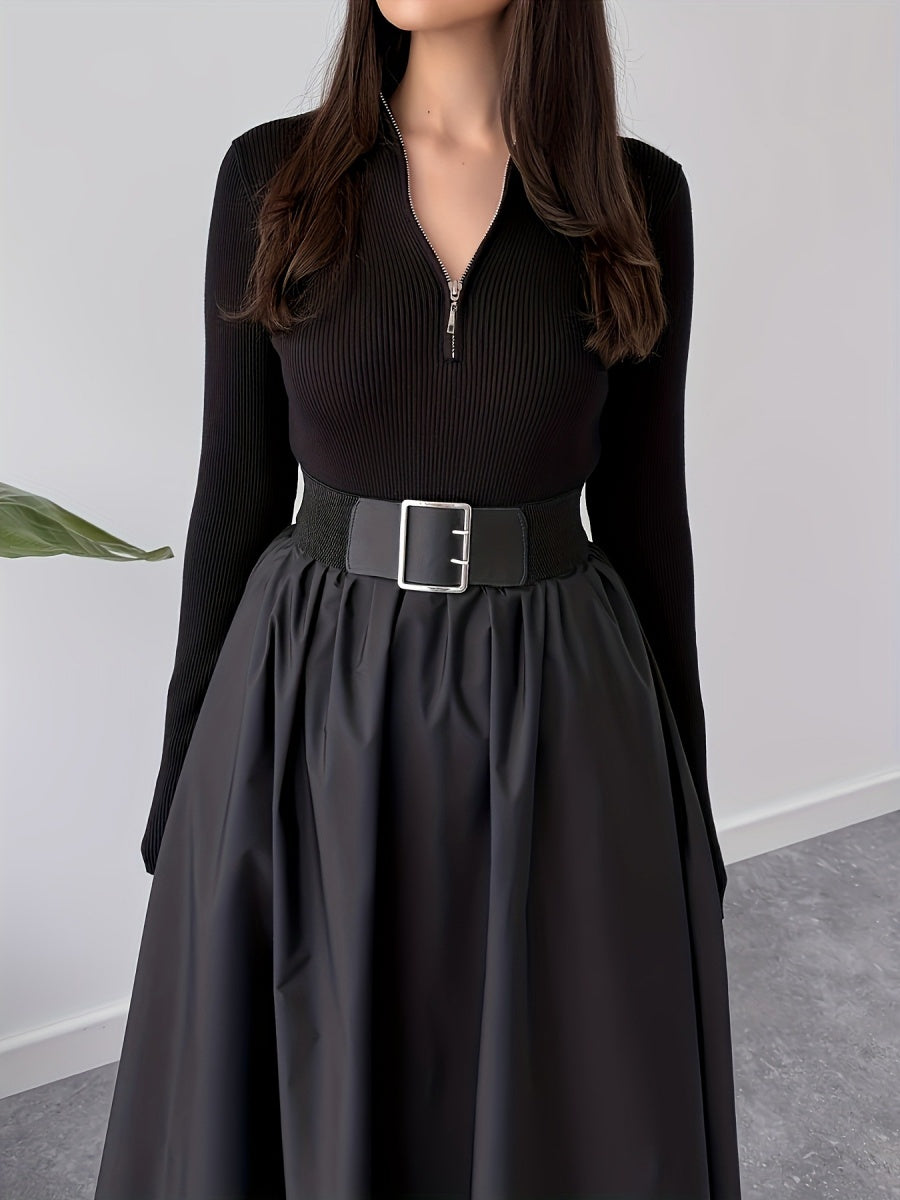 V-neck Big Swing Long Sleeve Parties Maxi Dresses