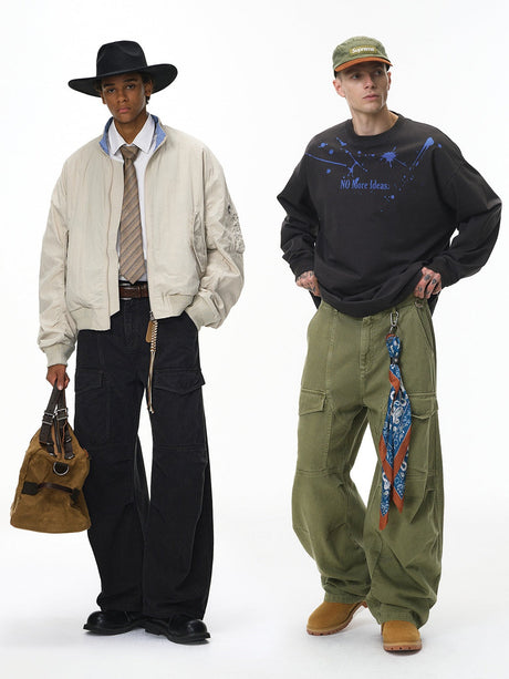 Liber Autumn Neutral wear Solid Color Cargo Trousers