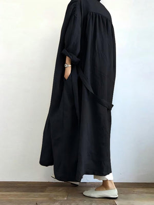 Leisure Long Sleeve Loose Long Trench Coats
