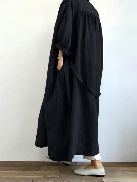 Leisure Long Sleeve Loose Long Trench Coats